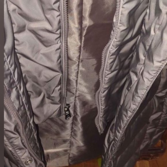 Tahari Women's French Gray Mid-Length Warm Winter Puffer Coat XL - Picture 7 of 9